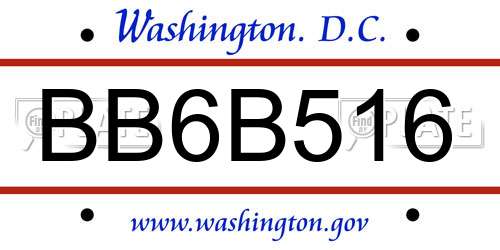 BB6B516 District Of Columbia License Plate