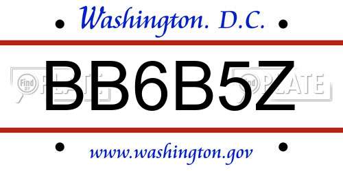 BB6B5Z District Of Columbia License Plate
