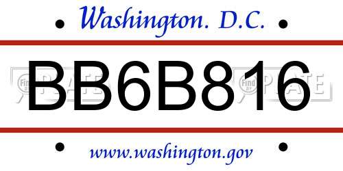 BB6B816 District Of Columbia License Plate