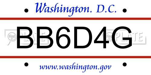 BB6D4G District Of Columbia License Plate