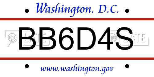 BB6D4S District Of Columbia License Plate
