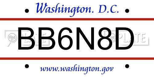 BB6N8D District Of Columbia License Plate