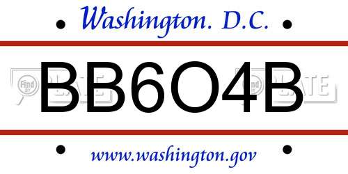 BB6O4B District Of Columbia License Plate