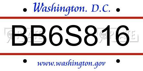 BB6S816 District Of Columbia License Plate