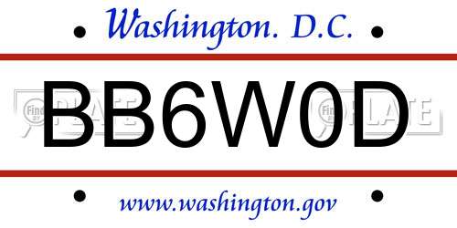 BB6W0D District Of Columbia License Plate