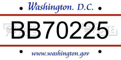 BB70225 District Of Columbia License Plate