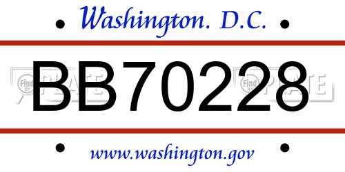 BB70228 District Of Columbia License Plate
