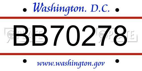 BB70278 District Of Columbia License Plate