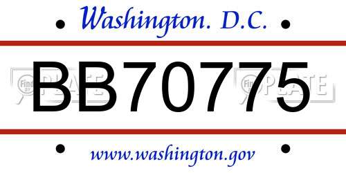 BB70775 District Of Columbia License Plate