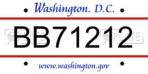 BB71212 District Of Columbia License Plate