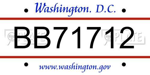 BB71712 District Of Columbia License Plate