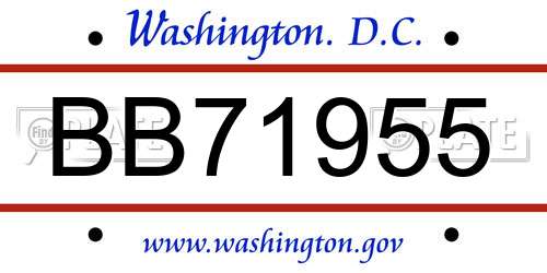BB71955 District Of Columbia License Plate