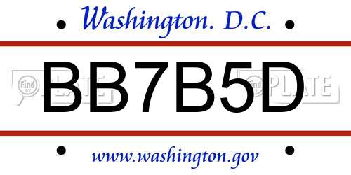 BB7B5D District Of Columbia License Plate