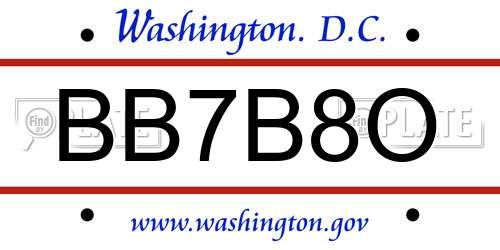 BB7B8O District Of Columbia License Plate