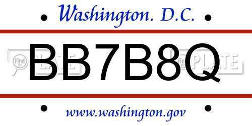 BB7B8Q District Of Columbia License Plate