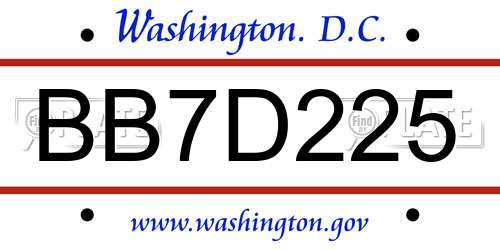 BB7D225 District Of Columbia License Plate