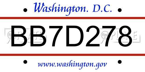 BB7D278 District Of Columbia License Plate