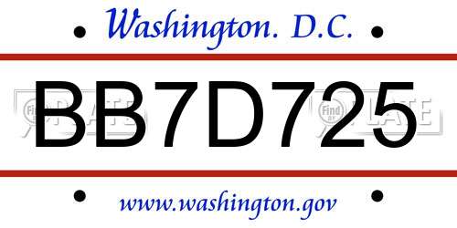 BB7D725 District Of Columbia License Plate