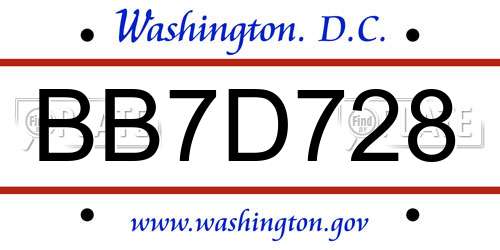 BB7D728 District Of Columbia License Plate