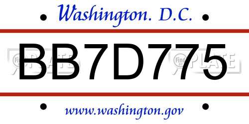 BB7D775 District Of Columbia License Plate