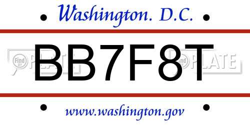 BB7F8T District Of Columbia License Plate