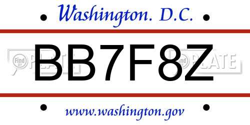 BB7F8Z District Of Columbia License Plate