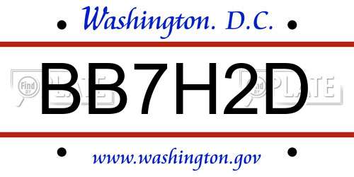 BB7H2D District Of Columbia License Plate