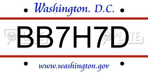 BB7H7D District Of Columbia License Plate