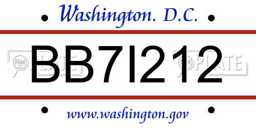BB7I212 District Of Columbia License Plate