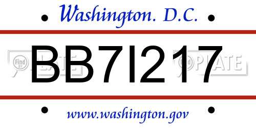 BB7I217 District Of Columbia License Plate