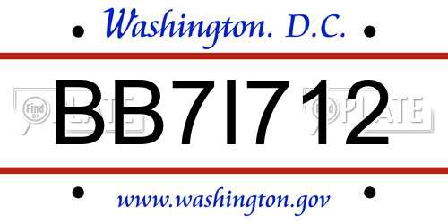 BB7I712 District Of Columbia License Plate