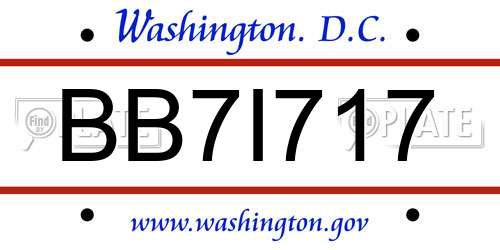 BB7I717 District Of Columbia License Plate