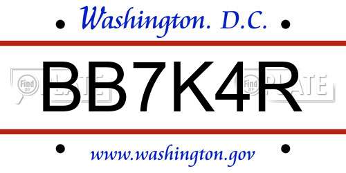 BB7K4R District Of Columbia License Plate
