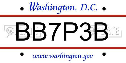 BB7P3B District Of Columbia License Plate