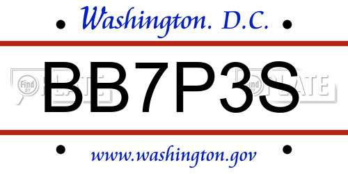 BB7P3S District Of Columbia License Plate