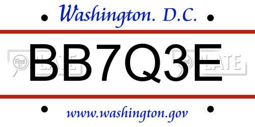 BB7Q3E District Of Columbia License Plate