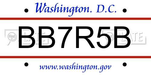 BB7R5B District Of Columbia License Plate