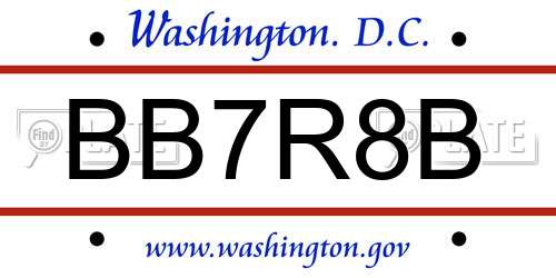 BB7R8B District Of Columbia License Plate