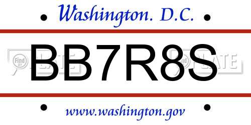 BB7R8S District Of Columbia License Plate