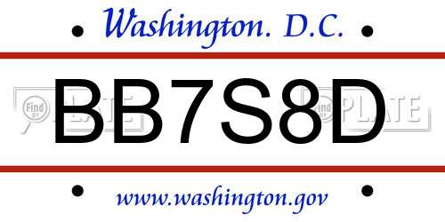 BB7S8D District Of Columbia License Plate