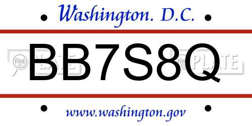 BB7S8Q District Of Columbia License Plate
