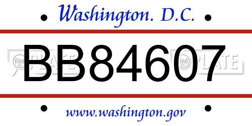 BB84607 District Of Columbia License Plate