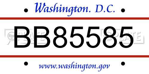 BB85585 District Of Columbia License Plate