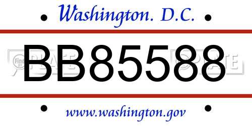 BB85588 District Of Columbia License Plate