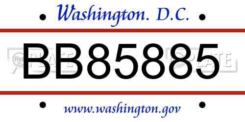 BB85885 District Of Columbia License Plate