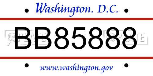 BB85888 District Of Columbia License Plate