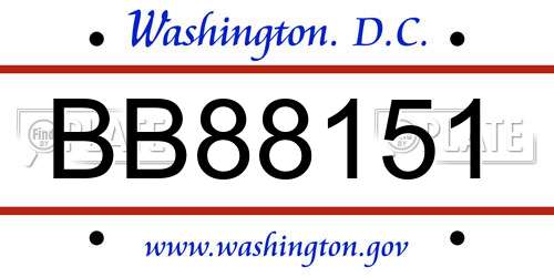 BB88151 District Of Columbia License Plate