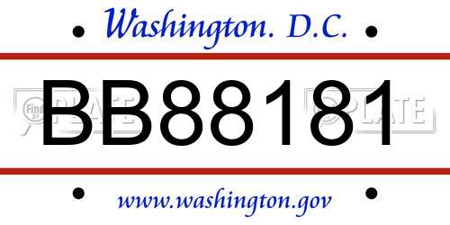 BB88181 District Of Columbia License Plate