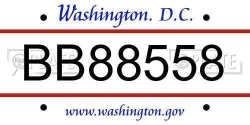 BB88558 District Of Columbia License Plate