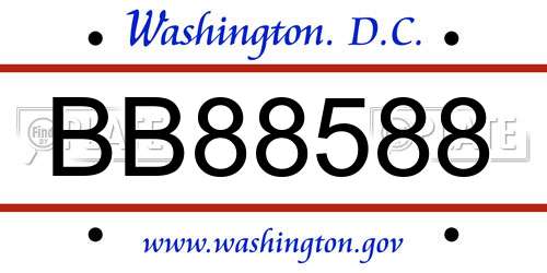 BB88588 District Of Columbia License Plate
